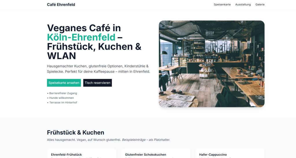 Veganes cafe koeln ehrenfeld beispiel moderne website